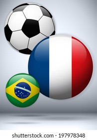 Vector - France Flag with Soccer Ball Background