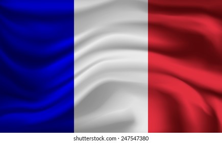 Vector France flag, three dimensional render, satin texture