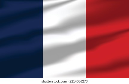 Vector France Flag Waving Realistic Flowing Flags