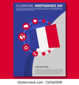 Vector France Independence Day Flyer template. Creative Brochure Title Page. National Day Leaflet design element. vector illustration