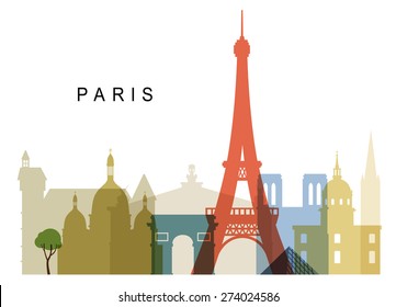 vector france and landmark architecture vector set