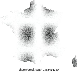 Vector France map filled with a texture of orthogonally arranged gray circles