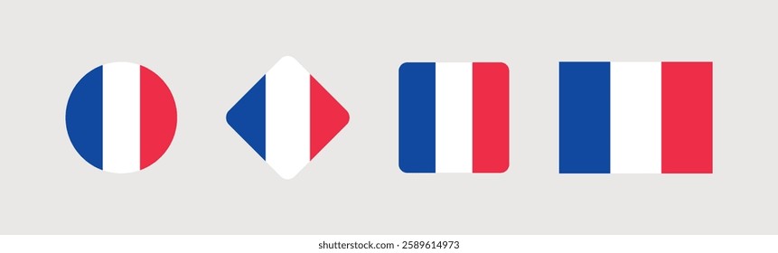 

Vector France National Flag icon collection. Flag set of France various styles.