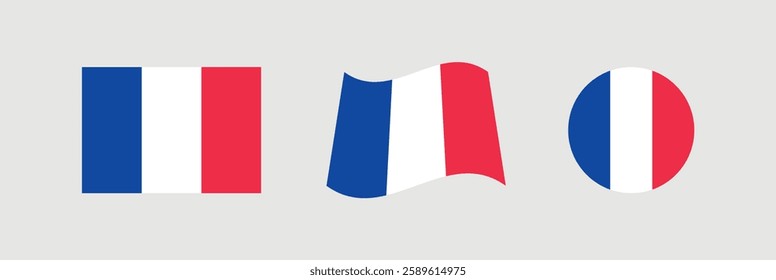 

Vector France National Flag icon collection. Flag set of France various styles.