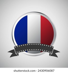 Vector France Round Flag Banner Vector Illustration