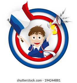 Vector - France Soccer Fan Flag Cartoon