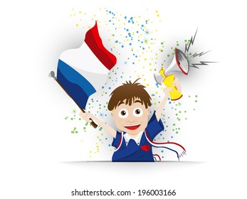 Vector - France Soccer Fan Flag Cartoon