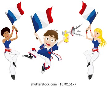 Vector - France Sport Fan with Flag and Horn