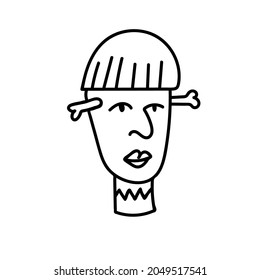 Vector frankenstein for Halloween with black line on white background doodle style.Holiday,horror,scary illustration for all saints day hand drawn.Designs for invitations,posters,packaging.