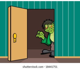 vector frankenstein monster in closet