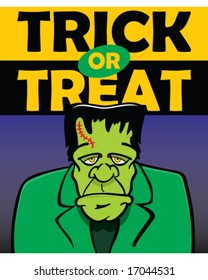 vector Frankenstein with Trick or treat message