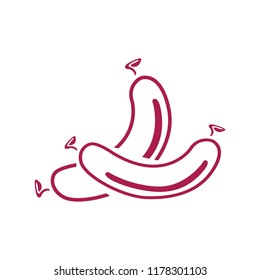 vector frankfurter sausage illustration isolated, grilled hot dog meal sign