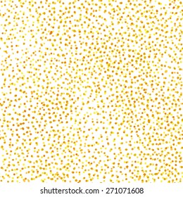 Vector Freckles Seamless Pattern. Gold Confetti Texture. Random Dotted Illustration.