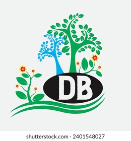 vector free DB logo tree logo  nature with flowers 