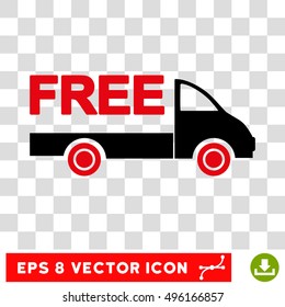 Vector Free Delivery EPS vector icon. Illustration style is flat iconic bicolor black and intensive red symbol on a transparent background.