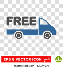 Vector Free Delivery EPS vector pictogram. Illustration style is flat iconic bicolor cobalt and gray symbol on a transparent background.
