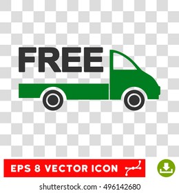 Vector Free Delivery EPS vector pictogram. Illustration style is flat iconic bicolor green and gray symbol on a transparent background.
