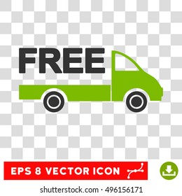 Vector Free Delivery EPS vector pictogram. Illustration style is flat iconic bicolor eco green and gray symbol on a transparent background.
