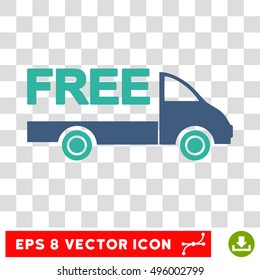 Vector Free Delivery EPS vector pictograph. Illustration style is flat iconic bicolor cobalt and cyan symbol on a transparent background.