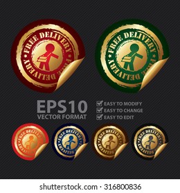 Vector : Free Delivery Infographics Peeling Sticker, Label, Icon, Sign or Badge
