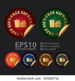 Vector : Free Gift Infographics Peeling Sticker, Label, Icon, Sign or Badge