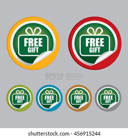 Vector : Free Gift Promotion Campaign Infographics Icon on Circle Peeling Sticker