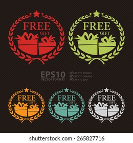 Vector : Free Gift Wheat Laurel Wreath, Badge, Label, Sticker, Banner, Sign or Icon