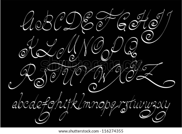 Vector Free Hand Calligraphic Alphabet Uppercase Stock Vector (Royalty ...