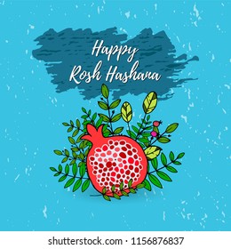 Vector free hand draw illustration for Rosh Hashanah card (Jewish New Year). Rosh Hashanah holiday design for postcard or invitation card. Shana Tova celebration.