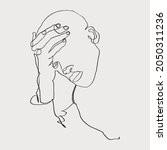 Vector free hand drawing illustration of a male face, fashion and beauty concept