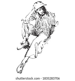 Vektorfreie handgezeichnete Illustration eines Frauen-, Mode- und Schönheitskonzepts