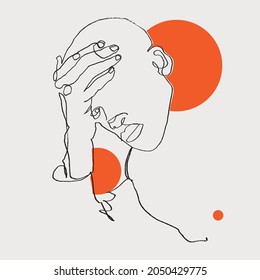 Vector free hand drawing illustration of a male face, fashion and beauty concept