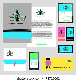 Vector free hand drawn logo for alcohol liquor home company. Element of corporate identity and design template for store, market, business alcohol delivery.