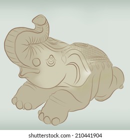 Vector of free hand sketch elephant sculpture