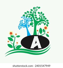 vector free A logo tree logo  nature with flowers 