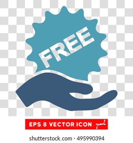 Vector Free Present EPS vector pictogram. Illustration style is flat iconic bicolor cyan and blue symbol on a transparent background.