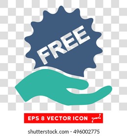 Vector Free Present EPS vector pictogram. Illustration style is flat iconic bicolor cobalt and cyan symbol on a transparent background.