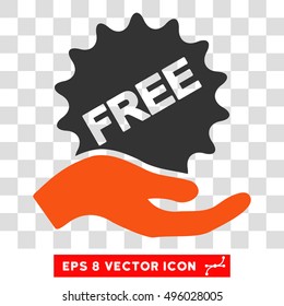 Vector Free Present EPS vector pictogram. Illustration style is flat iconic bicolor gray and orange symbol on a transparent background.