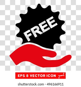 Vector Free Present EPS vector pictogram. Illustration style is flat iconic bicolor black and intensive red symbol on a transparent background.