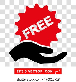 Vector Free Present EPS vector pictograph. Illustration style is flat iconic bicolor intensive red and black symbol on a transparent background.