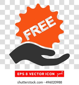 Vector Free Present EPS vector pictograph. Illustration style is flat iconic bicolor orange and gray symbol on a transparent background.