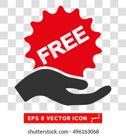 Vector Free Present EPS vector pictograph. Illustration style is flat iconic bicolor intensive red and gray symbol on a transparent background.