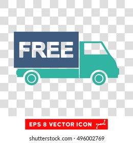 Vector Free Shipment EPS vector icon. Illustration style is flat iconic bicolor cobalt and cyan symbol on a transparent background.