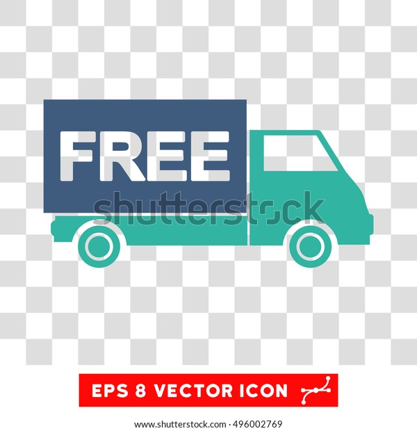 Vector Free Shipment EPS vector icon.\
Illustration style is flat iconic bicolor cobalt and cyan symbol on\
a transparent\
background.