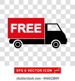 Vector Free Shipment EPS vector pictogram. Illustration style is flat iconic bicolor intensive red and black symbol on a transparent background.
