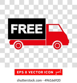 Vector Free Shipment EPS vector pictogram. Illustration style is flat iconic bicolor black and intensive red symbol on a transparent background.