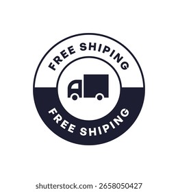 Vector Insignia de envío gratis con símbolo de camión de entrega y diseño circular