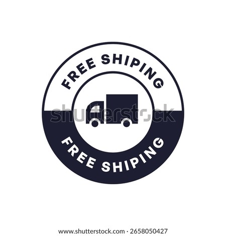 Vector Free Shipping Badge with Delivery Truck Symbol and Circular Layout