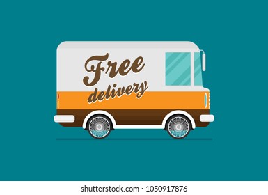 Vector Free Shipping car. Flat vector.