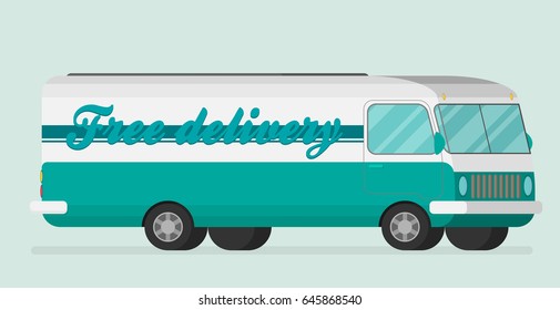 Vector Free Shipping car. Flat vector.